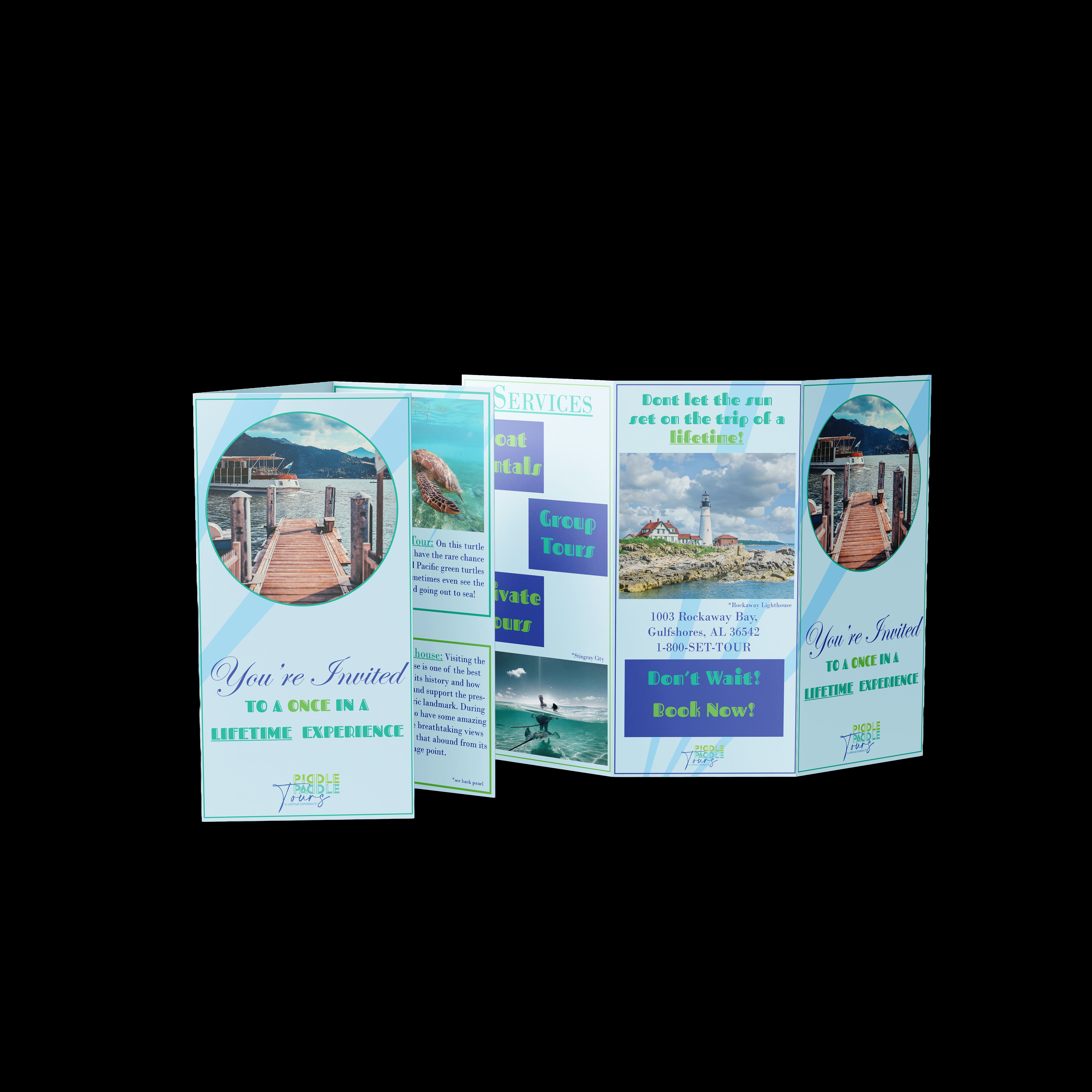 Piddle Paddle Tours tri-fold brochure mockup