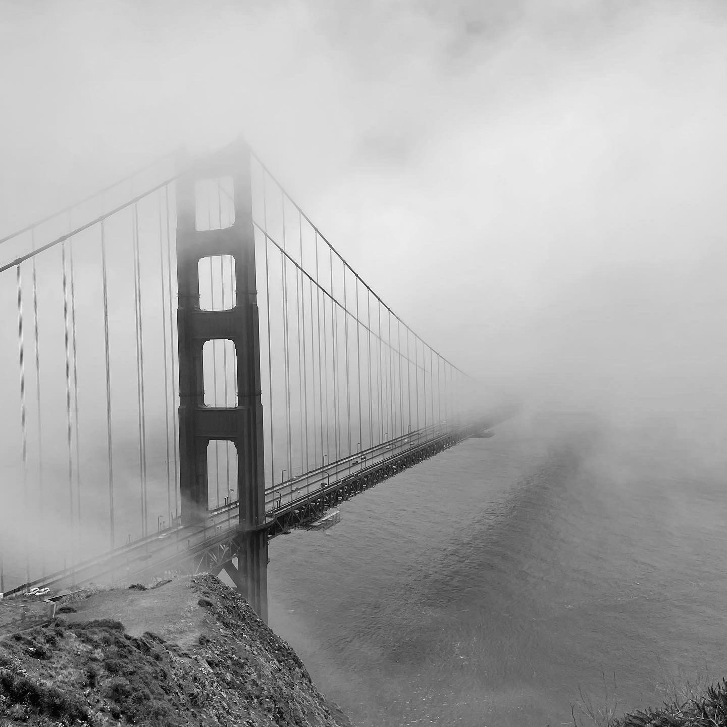 Vanishing Point — Golden Gate Bridge in fog